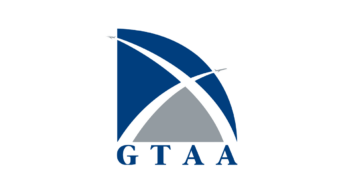 the g t a a logo on a black background