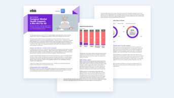 a brochure with a blue background and a white background