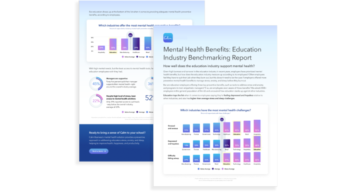 a brochure is shown with a blue background