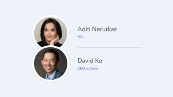 two headshots of two people on a white background