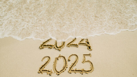 the date written in the sand on the beach