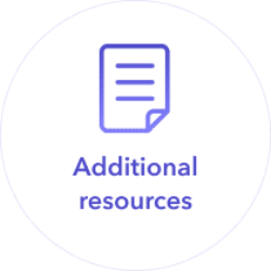 a white circle with the words additional resources on it
