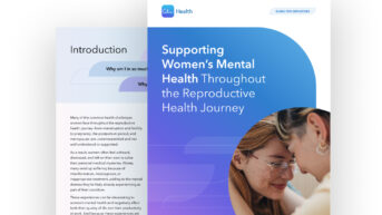 a brochure with a woman talking to another woman