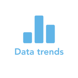 a white circle with the words datatrends on it