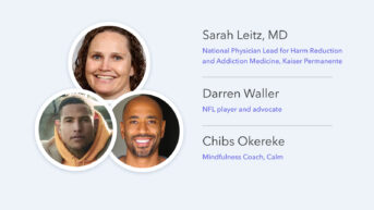 three headshots of three people with different facial expressions