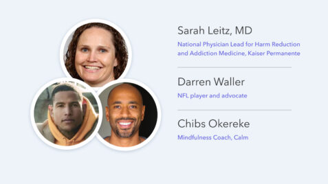 three headshots of three people with different facial expressions