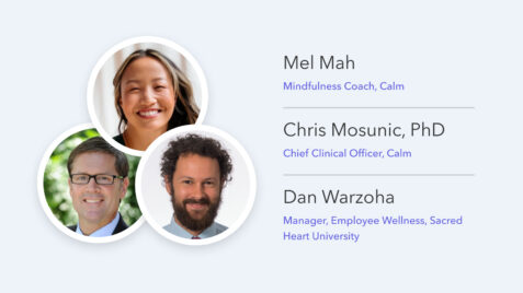 three headshots of three people, one with a beard and the other with